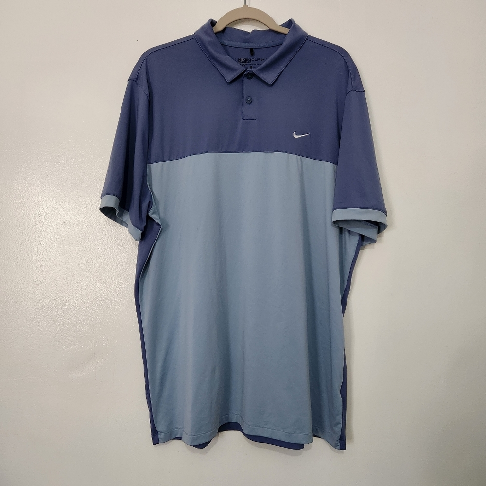 Nike Golf Men XL Dri-FIT Polo Shirt Blue Two Tone Colorblock Style 725527-404